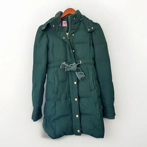 Vtg Juicy Couture P Parka Puffer Coat Knee Length Long Sleeve Insulated Green